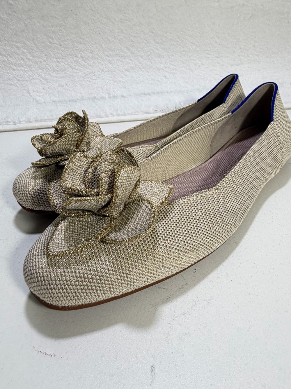 Rothy’s The Flat Metallic Gold Flower Ballet Flats Women’s 10.5 Rothys flats